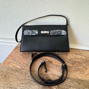 LEATHER INSIDE & OUT | Black 27 Long KL Elan Shoulder Bag Belted Convertible